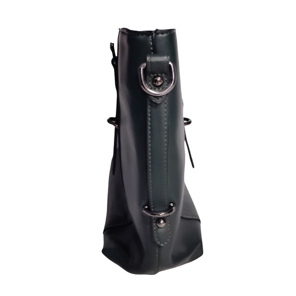 Mossimo Leather Laptop Tote Bag 13 inch Inside Messenger Bag Dark Green - Picture 4 of 14